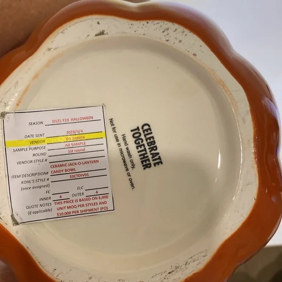 NWT Celebrate Together™ Halloween Ceramic Jack-'O'-Lantern Candy Bowl Home Decor - Picture 11 of 11